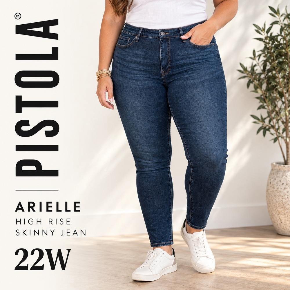 Pistola Arielle Skinny Jeans Womens 22W Dark Wash High Rise Stretch Plus Sizes